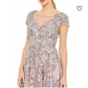 Mac Duggal Lavender Silver Embroidered Evening Gown